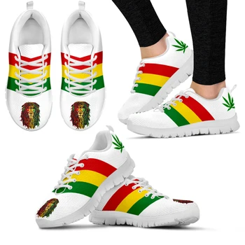 לבן ג 'מייקה דגל הדפסה נשי שטוח נעלי נוחות לנשים תחרה עד נעלי קנביס 420 נעליים