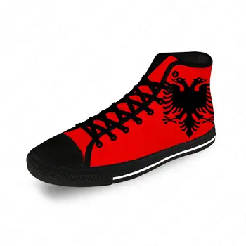 Высокие кроссовки с орлом на флаге Албании, Мужская Женская повседневная обувь для подростков, парусиновые кроссовки для бега С 3D-принтом, Дышащая легкая обувь