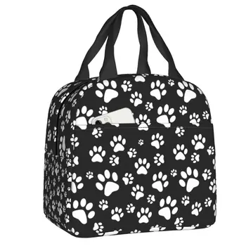 Изготовленная на заказ белая сумка для ланча с собачьей лапой, женская теплая сумка-холодильник, изолированный ланч-бокс для детской школы