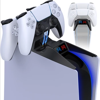 Двойное Быстрое Зарядное Устройство Для Контроллеров PS5 Док-станция Для Зарядки Беспроводного контроллера Dualsense С RGB Подсветкой Для Sony PlayStation 5
