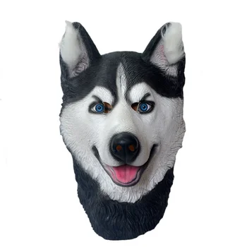 Латексная маска на голову собаки, Маска Сибирского Хаски, Маскарадный костюм для Вечеринки на Хэллоуин, Реквизит