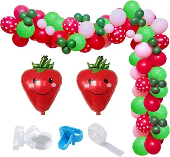 115 шт. Цепочка воздушных шаров с клубничной тематикой, красные, Зеленые, розовые латексные воздушные шары, декор для детского дня рождения, декор для детского дня рождения