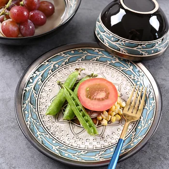 Набор тарелок LingAo Nordic bowl комбинированная тарелка круглая тарелка домашняя миска для риса персонализированный ресторан может использоваться в