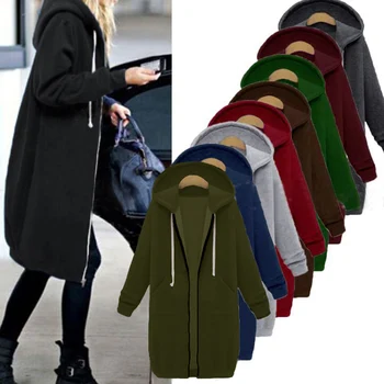 Толстовки большого размера оверсайз, толстовки на молнии, женская длинная куртка, пальто 2023, верхняя одежда с карманами на молнии, толстовки, прямая доставка