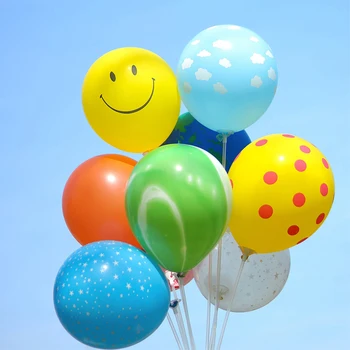 12 шт./пакет 12-дюймовые воздушные шары со смайликом в виде волнистой точки, с цветной печатью, латексные воздушные шары для свадьбы, Дня рождения, воздушные шары для вечеринок