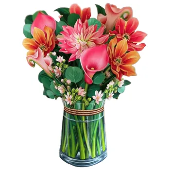 День матери 3D 3D Ручной букет цветов Поздравительная открытка Всплывающий букет цветов Поздравительные открытки с годовщиной для родителей от дочери