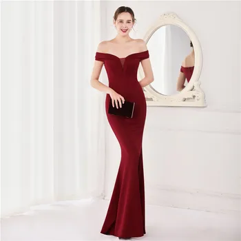 Partysix Бордовое вечернее платье с аппликацией из бисера Длинное вечернее платье Элегантное вечернее платье с открытыми плечами для выпускного вечера