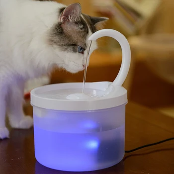 Мини-фонтан для кошек, тихий фонтан для питья котенка с датчиком для кошек и дозатором воды со светодиодной подсветкой объемом 1,6 л для кошек