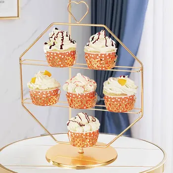 Золотой 6шт Держатель для кексов Подставки для украшения тортов для свадьбы, Дня рождения, Десертные торты, пончики, подставки для тарелок для кексов