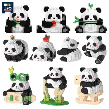 MOC, Милые Друзья-панды, Идеи микро строительных блоков, Мультяшные животные, Мини-кирпичи, Строительные игрушки для детей, подарки