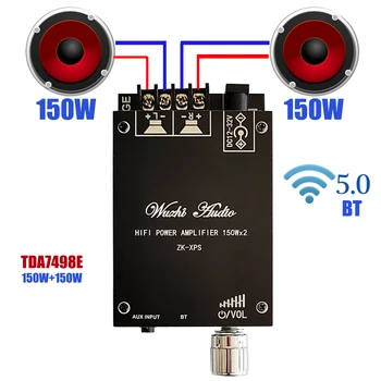 Усилитель мощности звука TDA7498E мощностью 2 * 100 Вт, совместимый с Bluetooth, 5.0 Стерео Hi-Fi класса D, Цифровой Домашний Кинотеатр AUX Music AMP