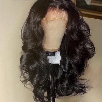 Прозрачные парики из человеческих волос на шнурке спереди для женщин, необработанные Волнистые объемные парики из человеческих волос на шнурке спереди, парики с закрытием шнурком 4x4