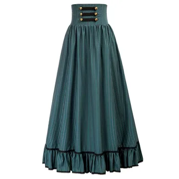 Винтажные юбки, женская юбка Макси в готическом стиле в стиле панк, Высокая талия, гофрированная трапециевидная эластичная талия, Ретро плиссированная клубная юбка для коктейлей, леди
