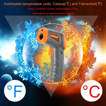-32 ~ 380 ℃ Инфракрасный термометр Промышленный цифровой бесконтактный ИК-тестер для измерения температуры 12:1 ЖК-пирометр
