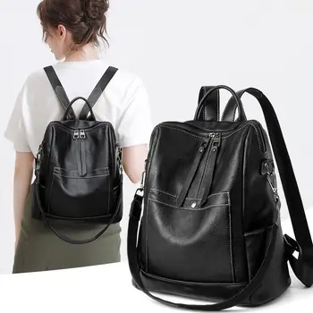 2023, Новый модный кожаный женский рюкзак, школьные рюкзаки, школьная сумка на молнии для девочек, женская дорожная сумка большой емкости Y42