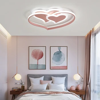 Светодиодный потолочный светильник Розового цвета для детской комнаты, гостиной, теплого кабинета, Черной спальни для девочки, простого современного дома, креативного мальчика, свадебного освещения