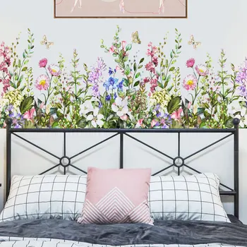 Самоклеящиеся наклейки на стену для творческого использования растений и цветов на фоне гостиной, украшение стен, наклейка на стену