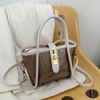 Модная прозрачная сумка-тоут с новой высококачественной текстурой, нишевый дизайн, женская сумка через плечо, популярная ручная пляжная сумка из желе