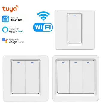 DS-102 TuYa WiFi Умный выключатель света Умный Беспроводной настенный выключатель работает с Alexa, Google Home 1/2/3 банды