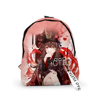 2021 Рюкзак для учеников начальной средней школы Genshin Impact HuTao, ткань Оксфорд, Водонепроницаемая школьная сумка для косплея, Дорожный рюкзак