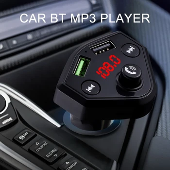 FM-передатчик Беспроводной Bluetooth-совместимый Автомобильный комплект 5.0, Автомобильный MP3-плеер с громкой связью, двойное USB-зарядное устройство 3.1A USB