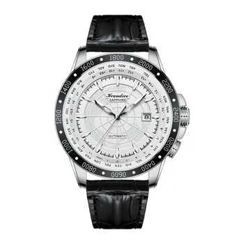 SEAKOSS GMT Мужские часы с автоматическим механическим механизмом 43 мм, большой циферблат, Сапфировая кожа, 50 бар, Водонепроницаемые сапфировые люминесцентные наручные часы