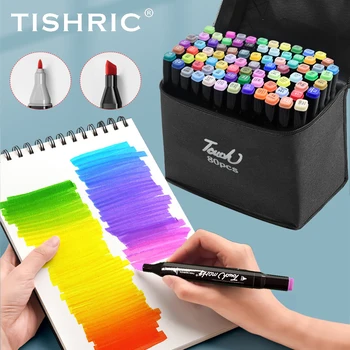 TISHRIC 80 цветов, маркеры для рисования, скошенные маркеры для надписей, студенческие граффити, двуглавые масляные маркерные цветные ручки