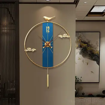 Простой механизм настенных часов с маятником в гостиной, персонализированные круглые настенные часы для подростков, минималистичный Wandklok House Deco WW50WC