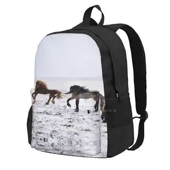 Исландские лошади, бегущие по снегу, рюкзаки для школьников, дорожные сумки для девочек, Исландские лошади, бегущие по зимнему снегу