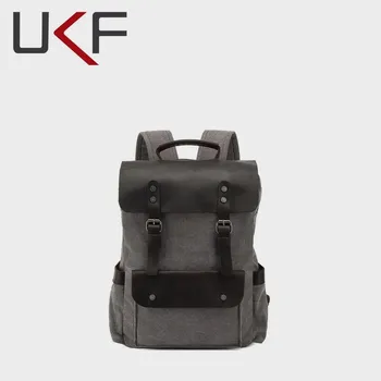 Многофункциональный повседневный холщовый рюкзак UKF, мужская сумка, винтажные кожаные школьные сумки для подростков, Износостойкий Портативный дорожный рюкзак для ноутбука