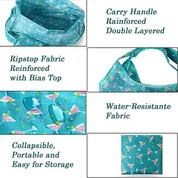 Многоразовые продуктовые сумки с внутренними карманами, красочная Большая складная моющаяся сумка для покупок из экологически чистой ткани
