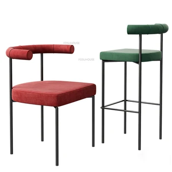 Скандинавский барный стул из кованого железа для барной мебели, Ресторанные барные стулья, Бытовая спинка, Легкий Роскошный Высококлассный кухонный стульчик для кормления