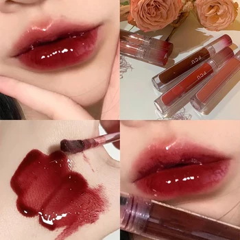 6 цветов Чайно-красного Зеркального окрашивания Блеск для губ Увлажняющий Крем Жидкая помада Водонепроницаемый стойкий Розовый оттенок для губ Корейская косметика для макияжа