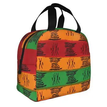 NOISYDESIGNS Сумка для ланча с рисунком африканских фигур и символов, женская сумка-холодильник, ланч-бокс с теплой изоляцией для пикника, кемпинга, работы и путешествий