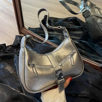 Для женщин Half-moon Classic, роскошная дизайнерская сумка через плечо, модная универсальная летняя сумка, новая повседневная маленькая сумка через плечо из кожи Y2K