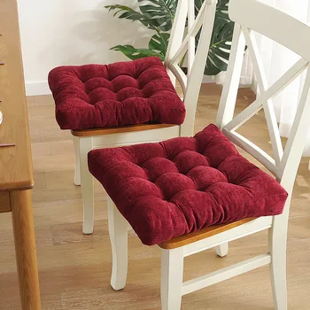 Квадратная подушка-татами для домашнего офиса, утолщенные однотонные подушки для кухонных стульев, нескользящая спинка, обивка стульев с эластичными лентами