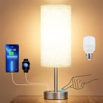 Прикроватный светильник в спальне, простой современный светильник с тремя режимами затемнения UsbA + C, трансграничный Ebay, Американская креативная ретро-настольная лампа
