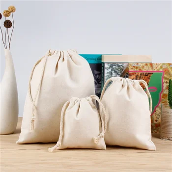 оптовая продажа 1000 шт./лот индивидуальный логотип хлопчатобумажная холщовая сумка на шнурке подарочная сумка для покупок экологически чистые продуктовые сумки для хранения