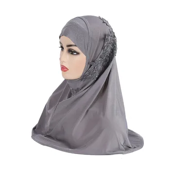Модный Шарф с вышивкой в виде цветка Леди Аль Амира, исламский шарф для подчеркивания, женская Эластичная Мягкая мусульманская шапочка, внутренний Хиджаб