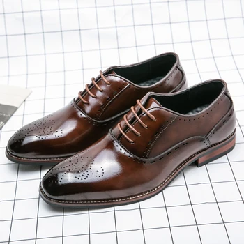Высококачественная Кожаная Деловая Официальная обувь 2023 Классические Итальянские повседневные модельные туфли Мужские Элегантные Офисные Официальные туфли Оксфорды