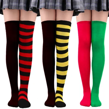 Новые цветные блокирующие носки AB Yin Yang, Рождественские носки, Женские асимметричные полосатые чулки Harajuku длиной до колен на Хэллоуин, Харадзюку