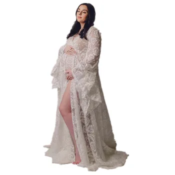 Платье для беременных Roadfisher, кружевное платье для беременных в богемном стиле с V-образным вырезом, юбка, одежда для беременных женщин, реквизит для фотосессии