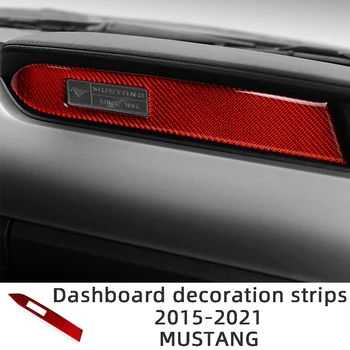 Декоративные полоски на приборной панели второго пилота, автомобильные наклейки из красного углеродного волокна для Ford Mustang 2015-2021, Аксессуары для интерьера