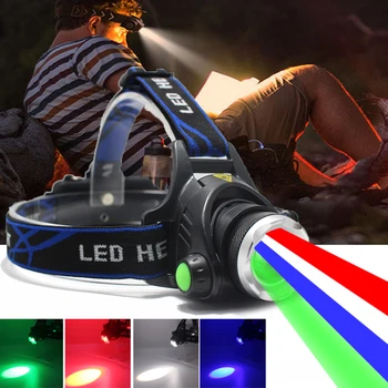 Красный/Зеленый/Синий/Белый 4 в 1 Налобный фонарь XPG LED С Регулируемым Фокусом USB Зарядка Фары Ночная езда Рыбалка Кемпинг Лампа