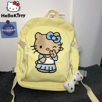 Новый Sanrio Hello Kitty Millennium Spicy Girl Холщовый Рюкзак С Милой Мультяшной Вышивкой, Женская Сумка На плечо Y2k, Кремово-Желтая Сумка